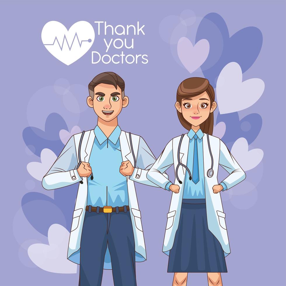 médico profesional pareja personajes vector illustration