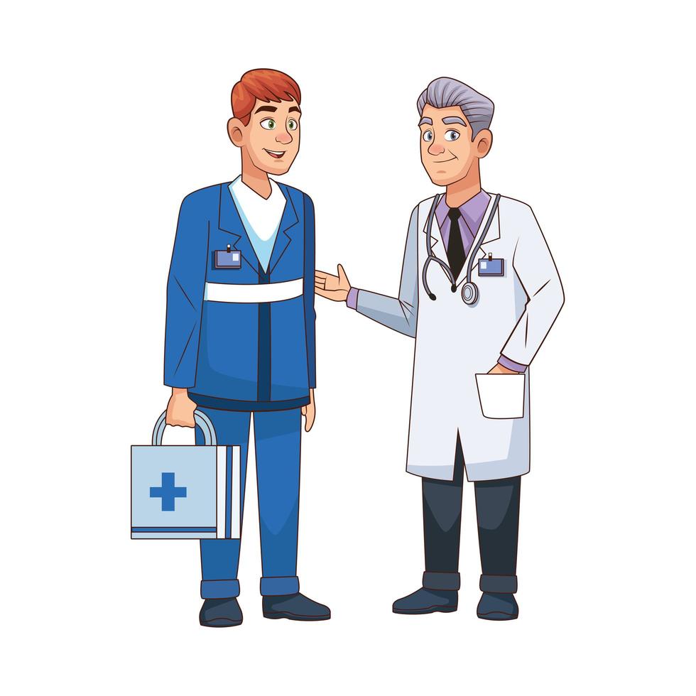 professional doctor and paramedic avatars characters vector