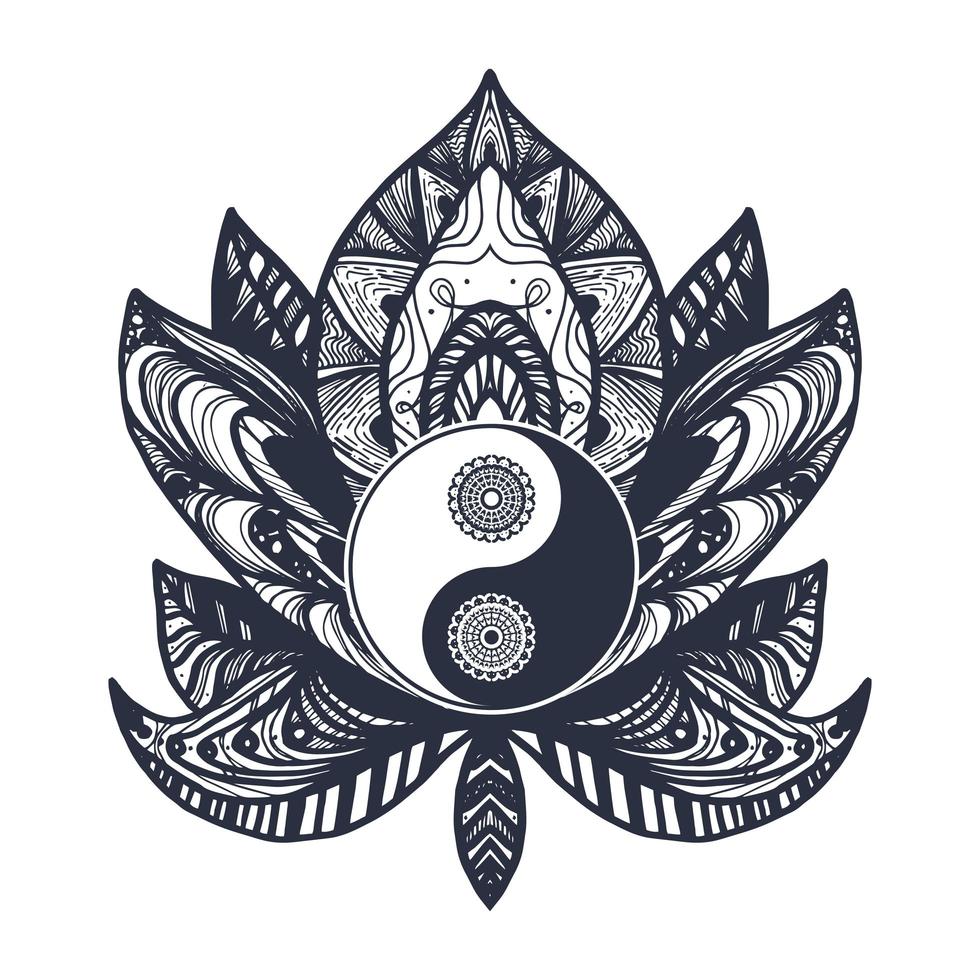 Vintage Yin and Yang in Lotus vector