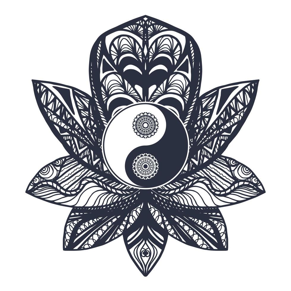 Vintage Yin and Yang in Lotus vector