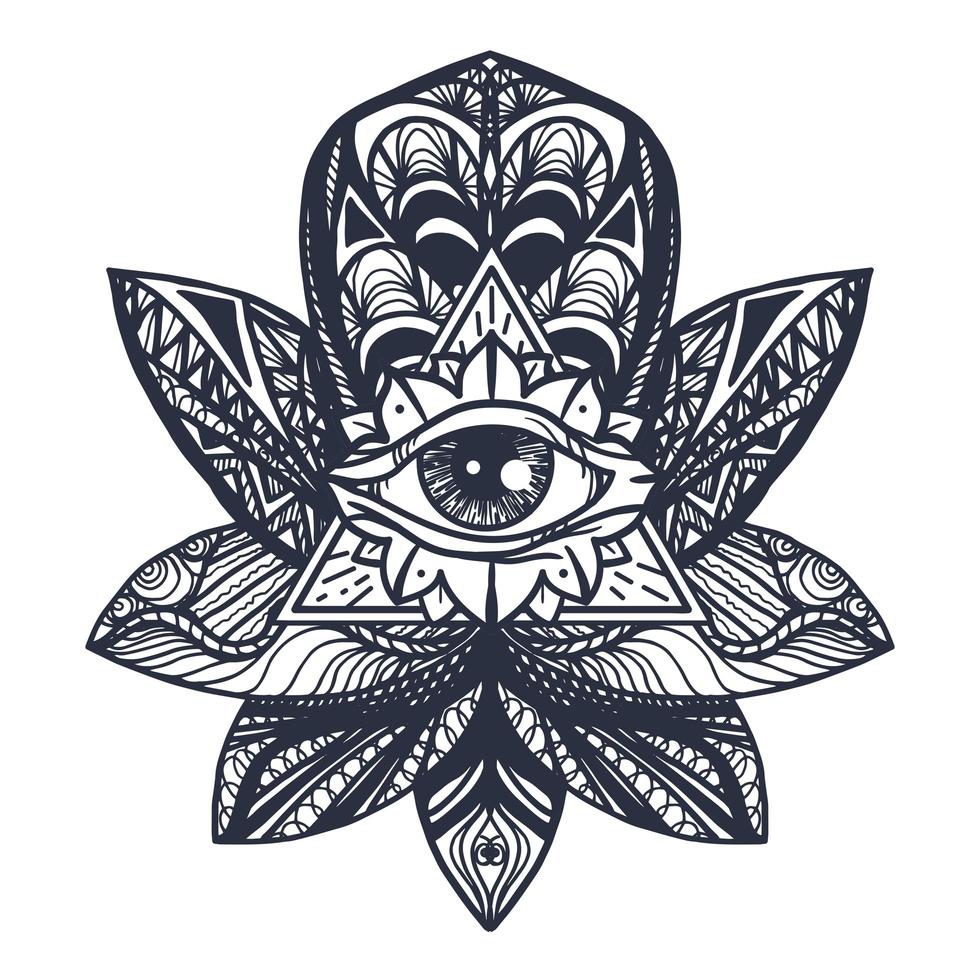 ojo en el tatuaje de loto vector