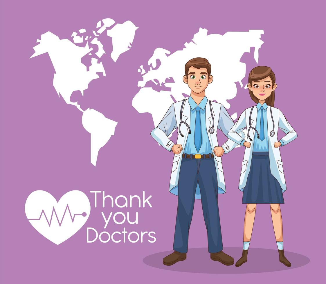 professional doctor couple characters vector illustration