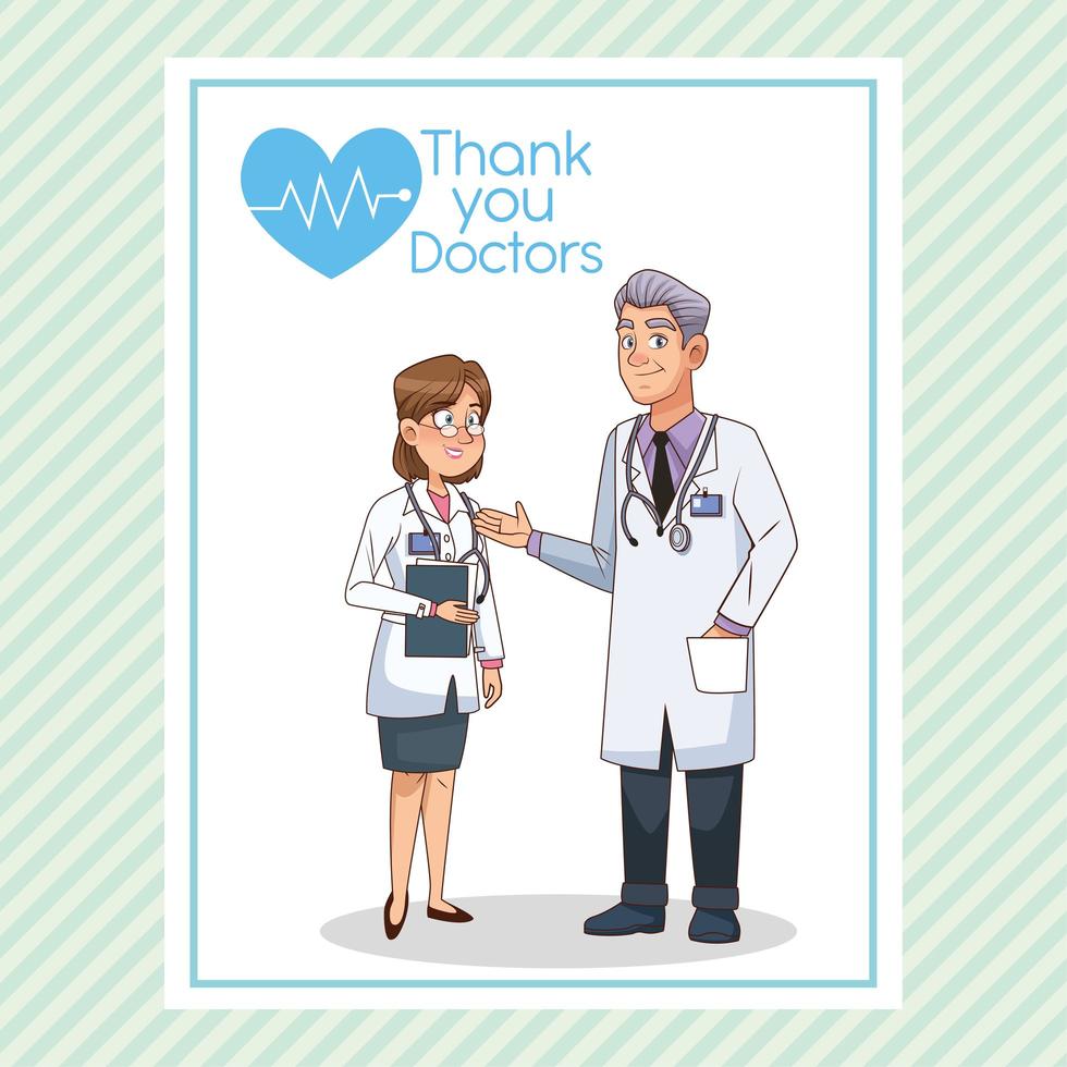 professional doctor couple characters vector illustration