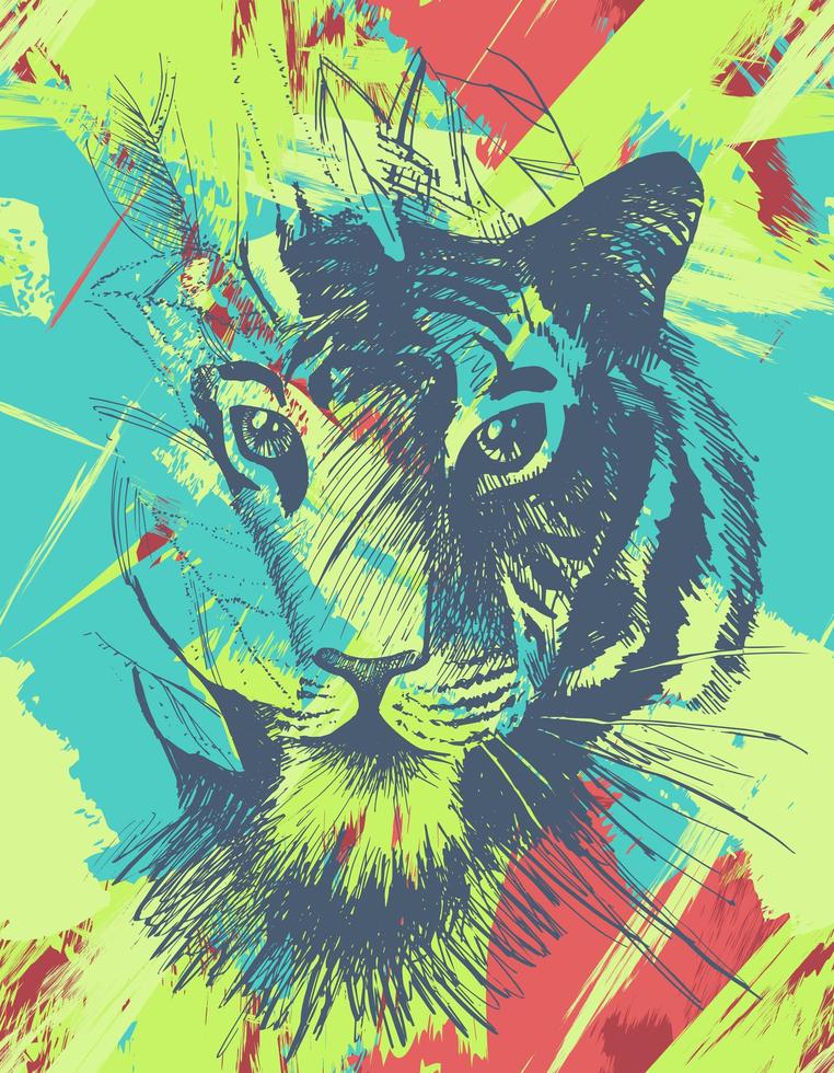 Grunge wild tiger vector