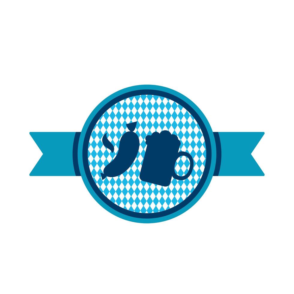 Oktoberfest simple ribbon with beer mug and sausage vector