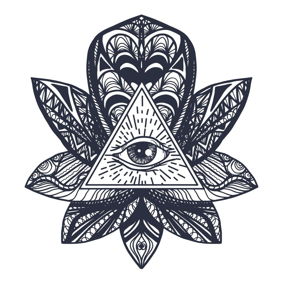 Eye on Lotus Tattoo vector