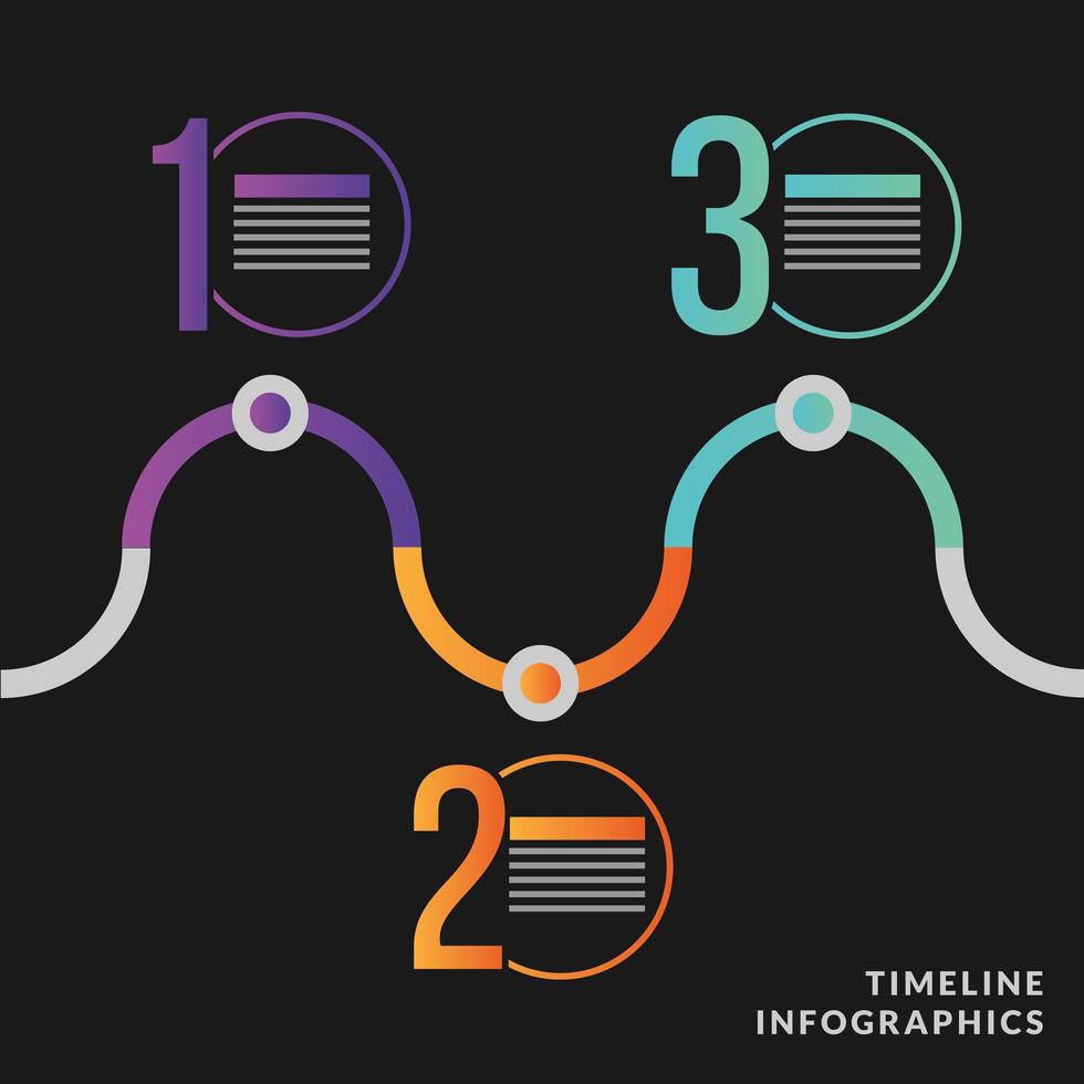 Timeline infographic with colored waves template vector