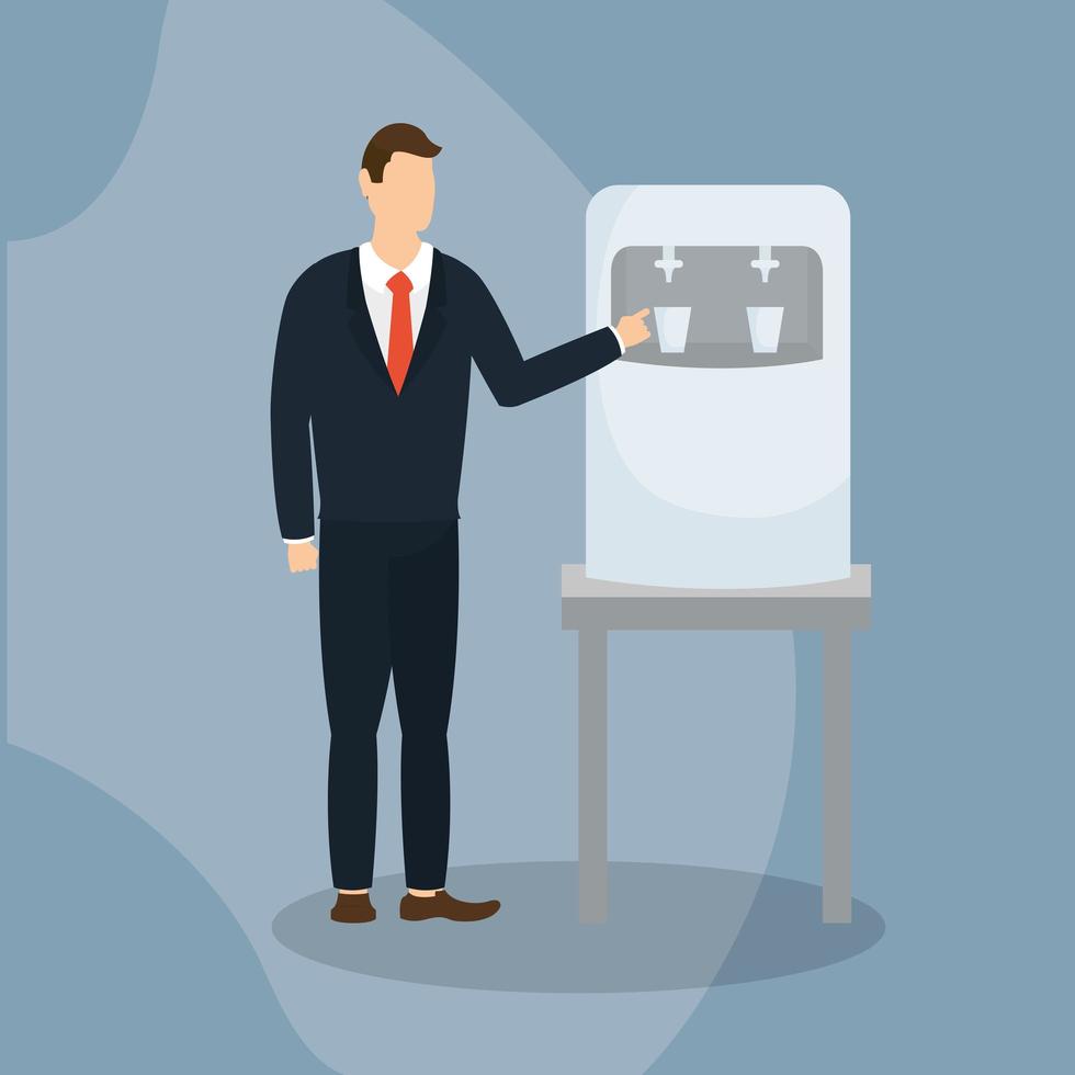 Businessman avatar with water dispenser vector design