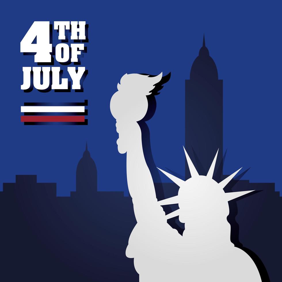 4th of July celebration design with statue of liberty vector
