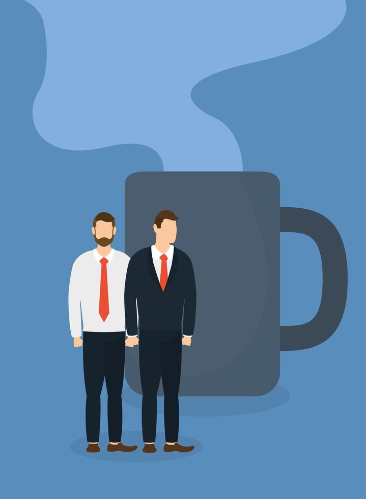 Corporate businessmen with coffee mug vector design