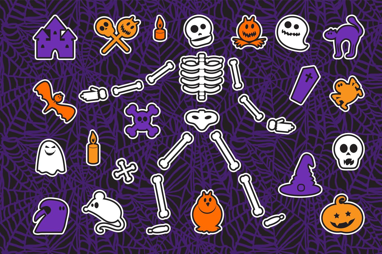 conjunto de pegatinas de halloween vector