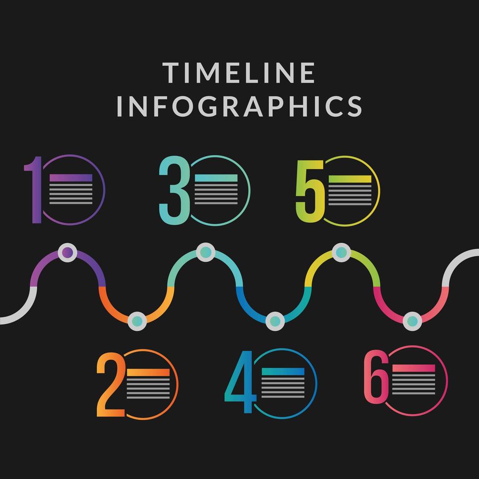 Timeline infographic with colored waves template vector