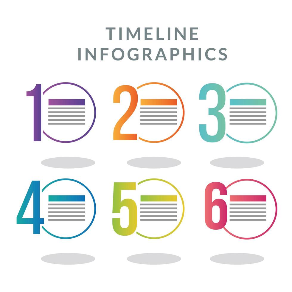 Timeline infographic with colored circles template vector