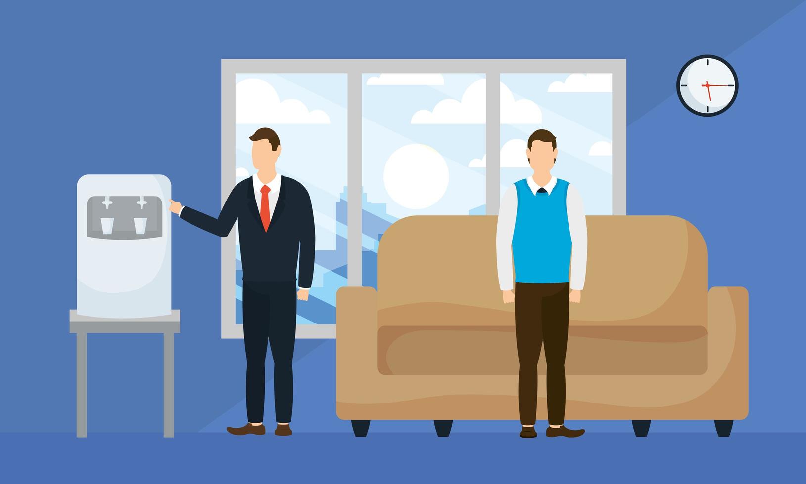 Businessmen in a waiting room vector