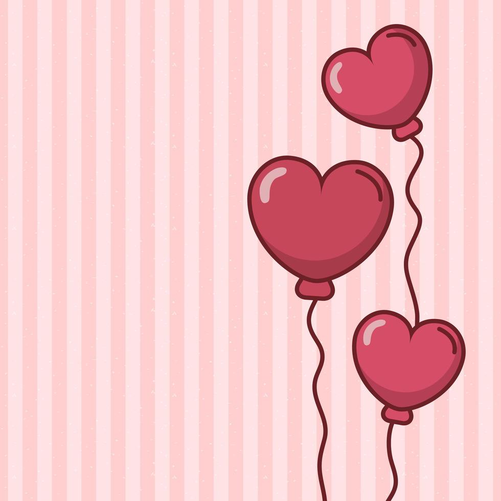 Valentine's day card design with heart balloons vector