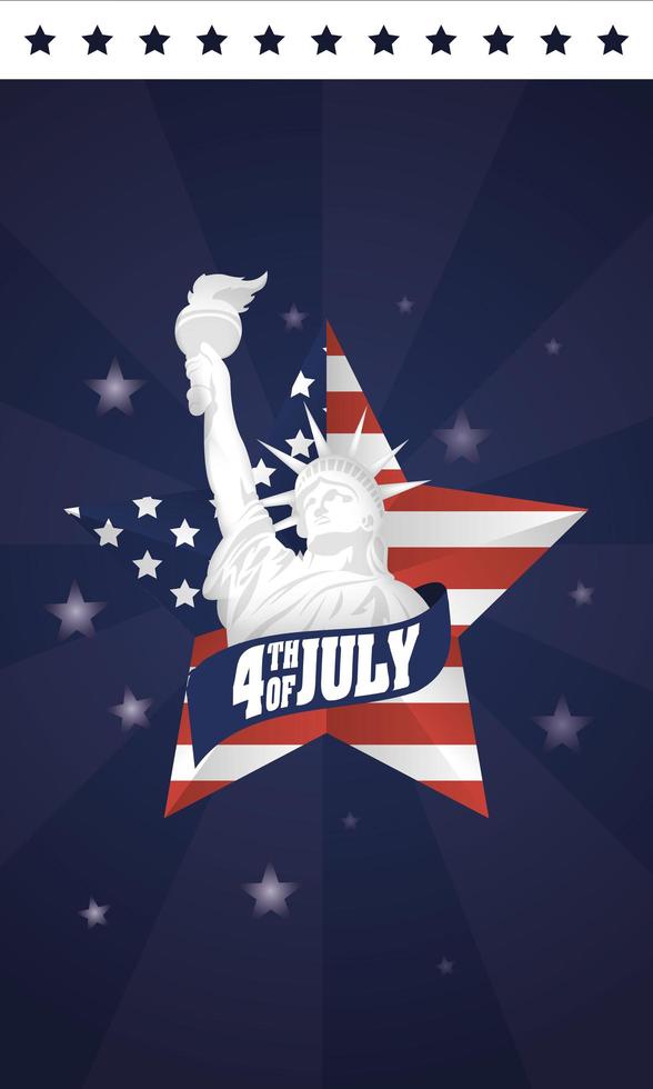 4th of July celebration design with statue of liberty vector