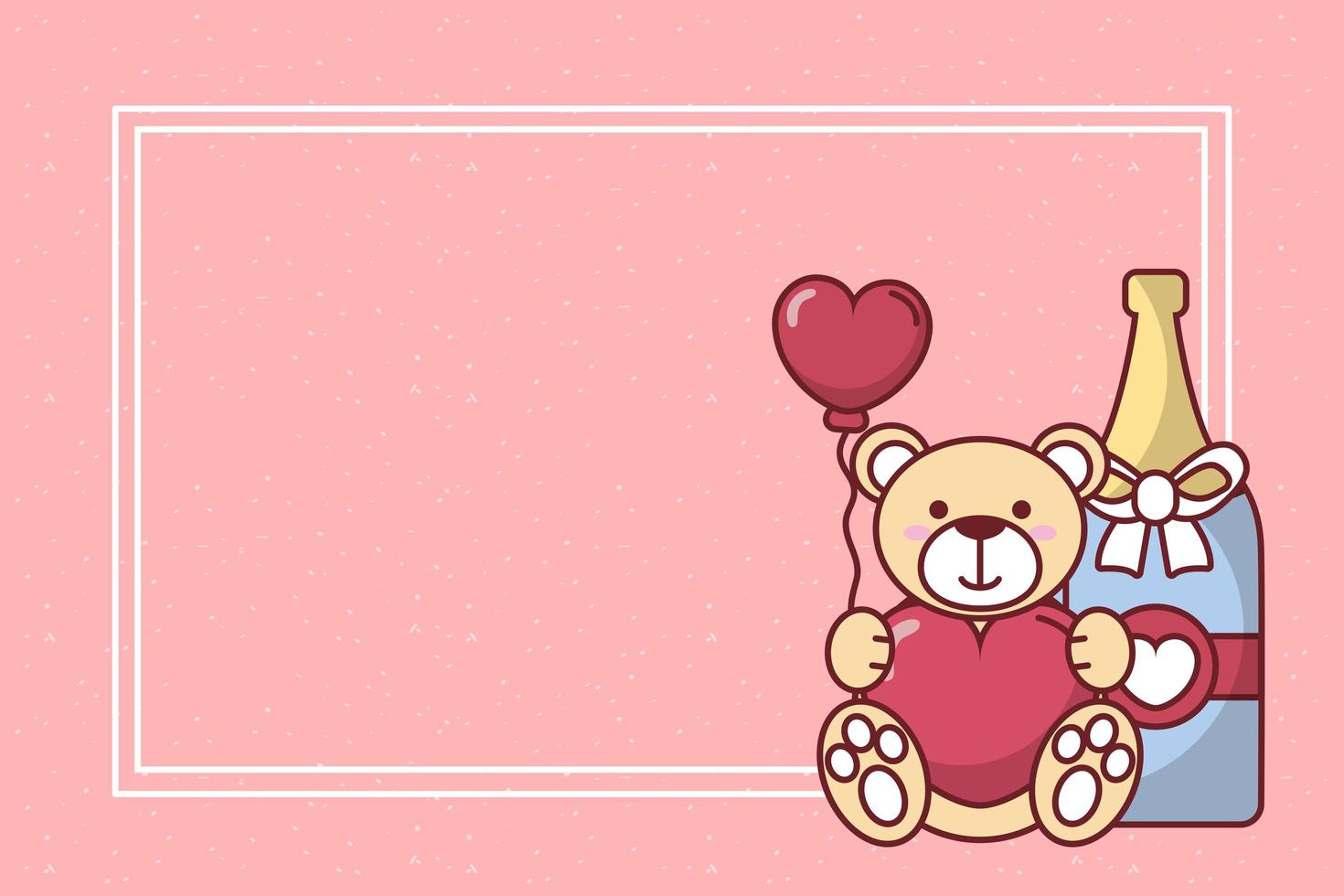 Oso de peluche del día de San Valentín con diseño de vector de globo de corazón