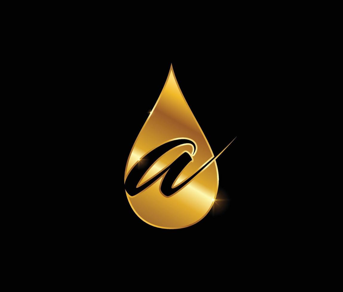 Golden Water Drop Monogram Initial Letter A Vector Art At Vecteezy