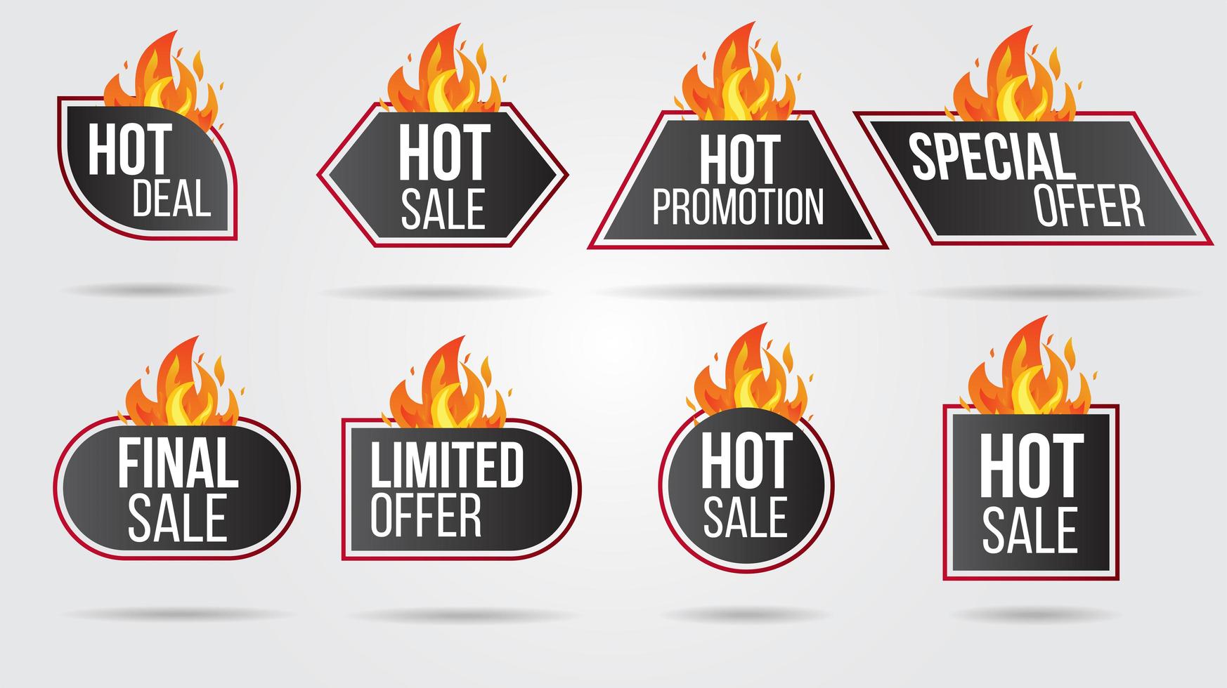 Hot Sale Fire Burn template banner concept design collection set vector