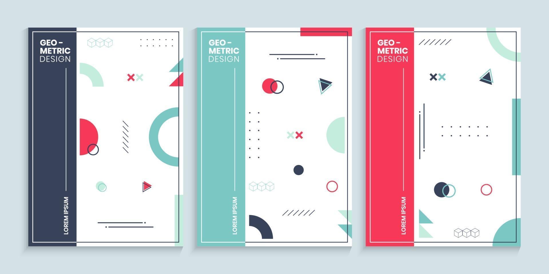 Memphis style cover design template collection vector