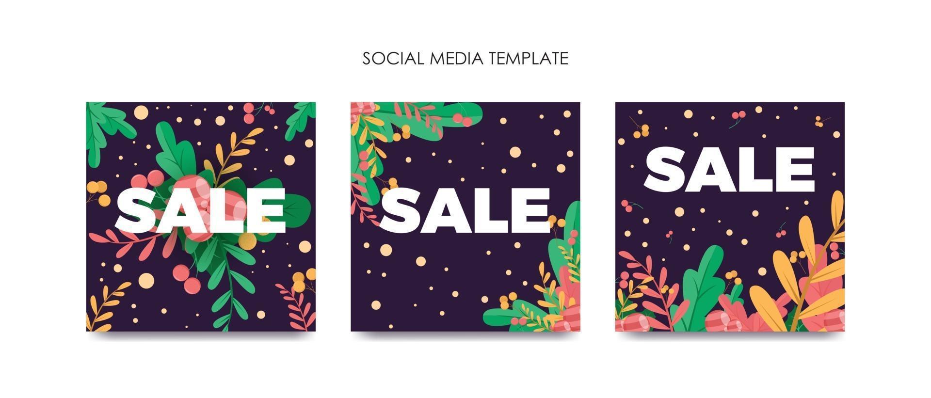 Set social media template vector