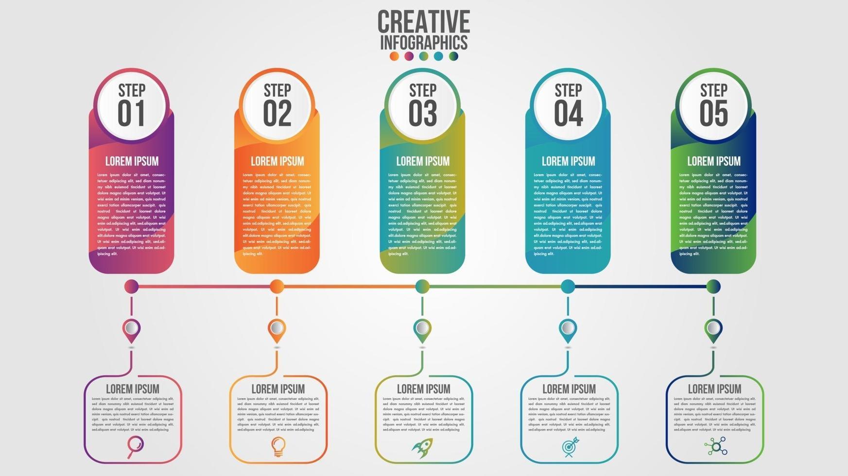 Infografía plantilla de vector de diseño de línea de tiempo moderna para empresas con 5 pasos