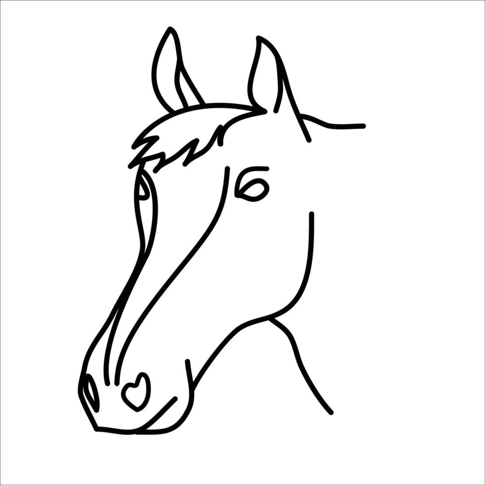 diseño de icono de caballo animal. vector, clip art, ilustración, estilo de diseño de icono de línea. vector