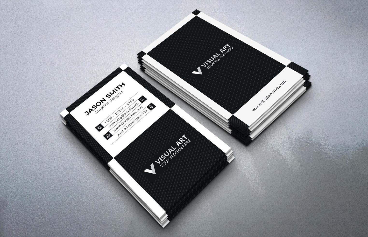 Black and white vertical business card set vector