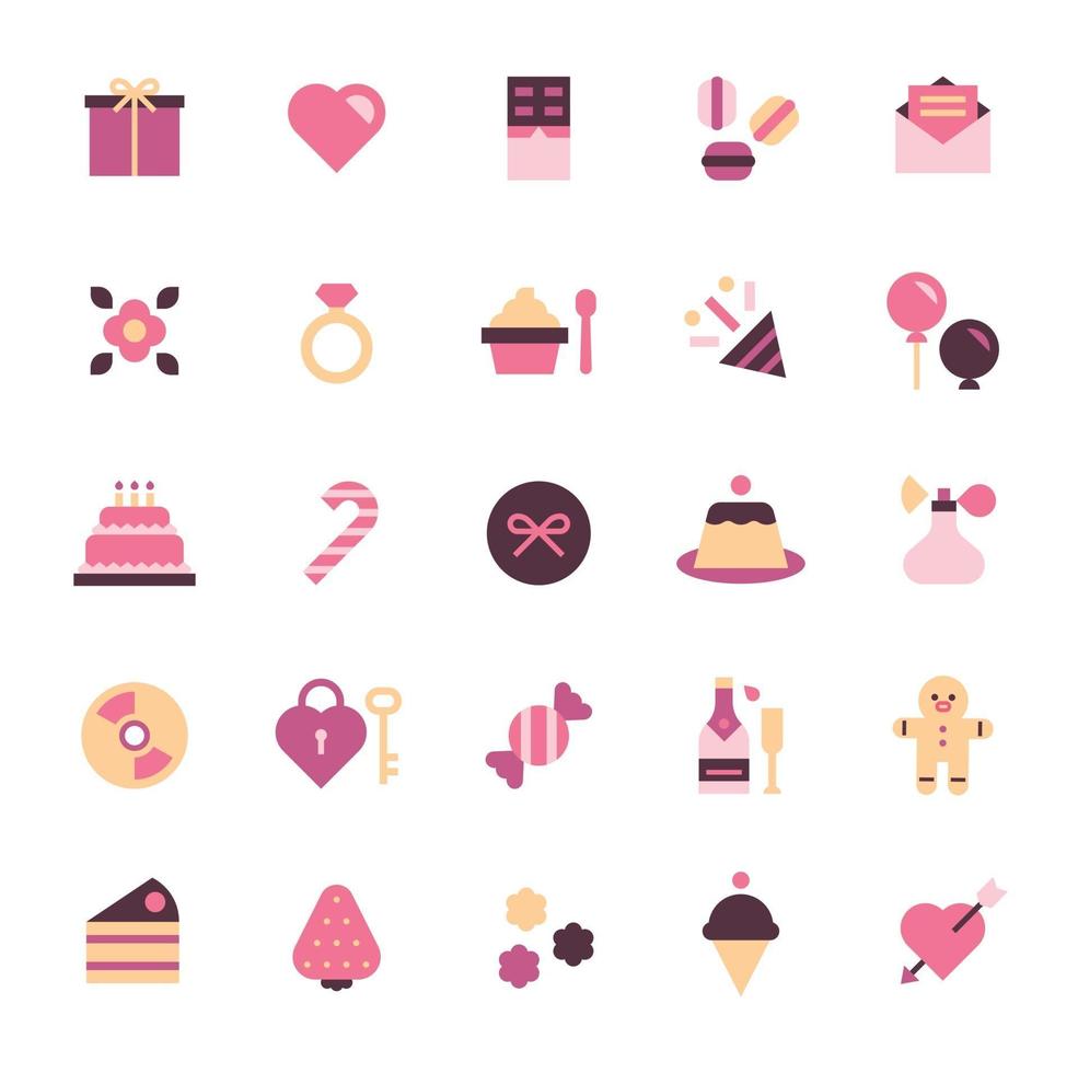 valentine icon set. vector