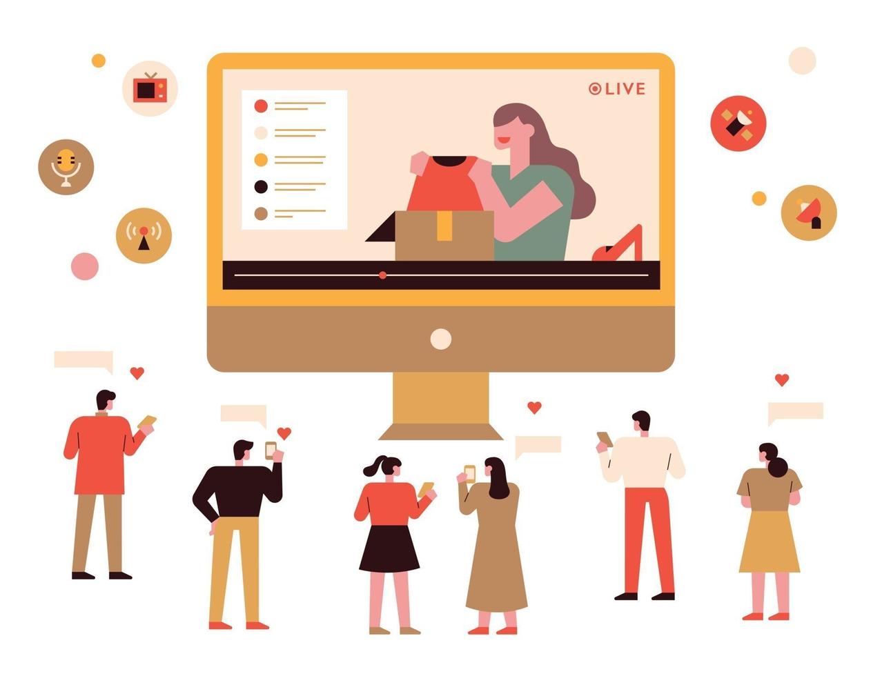 Social media influencers and followers. vector