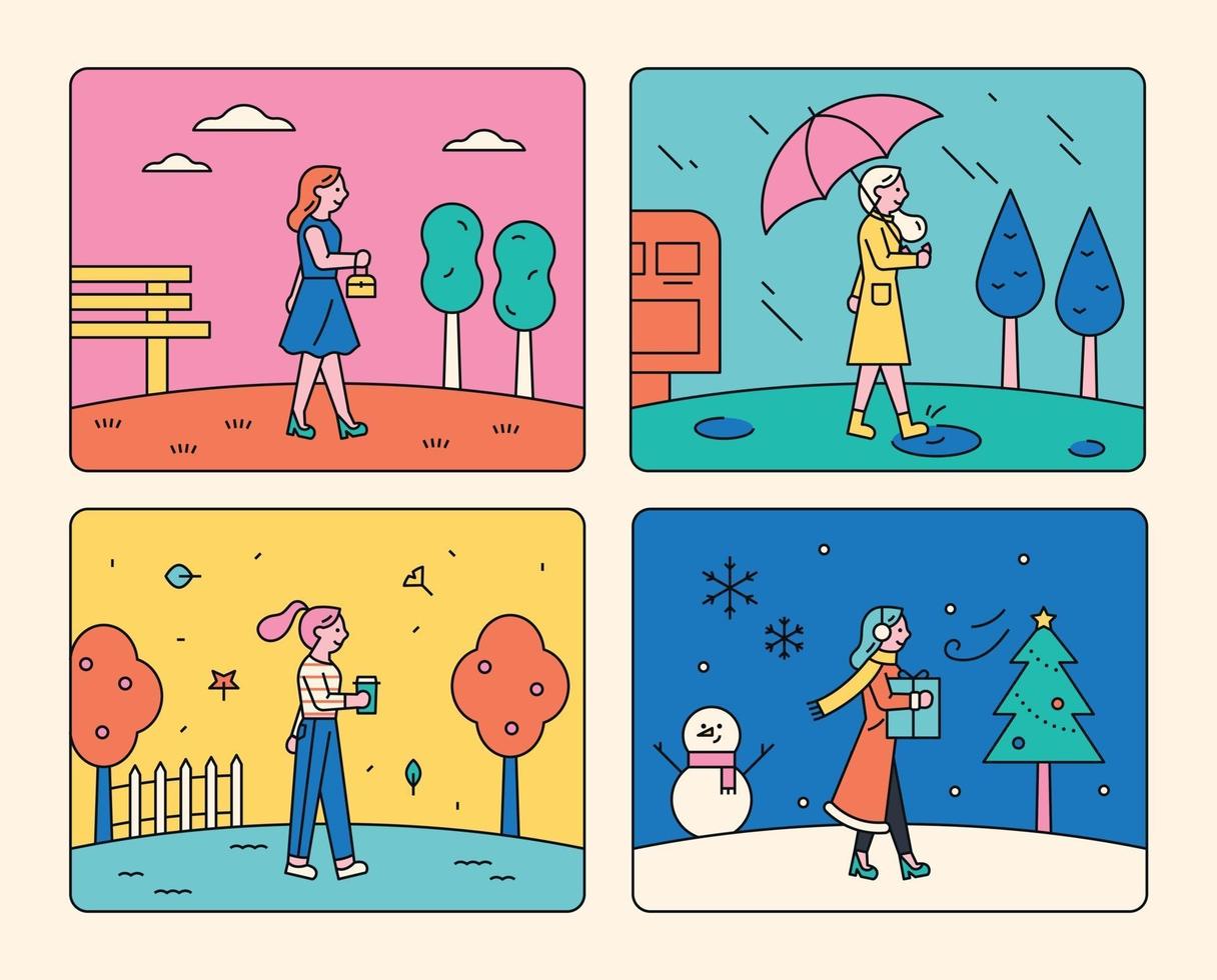 Four seasons weather. vector