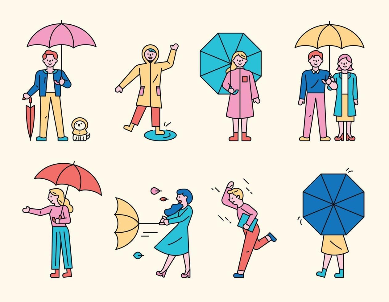 rainy day people. vector