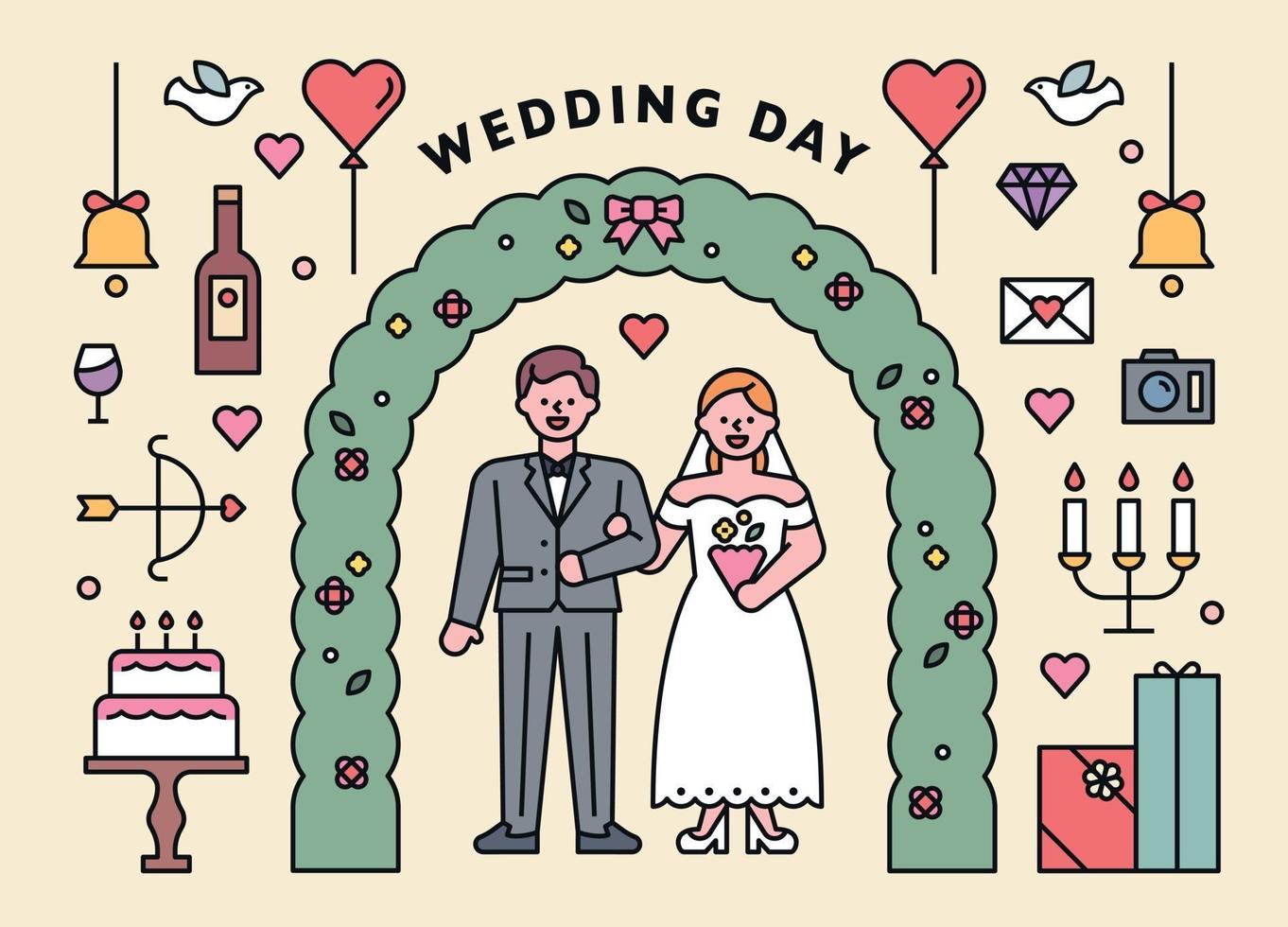 wedding day couple. vector