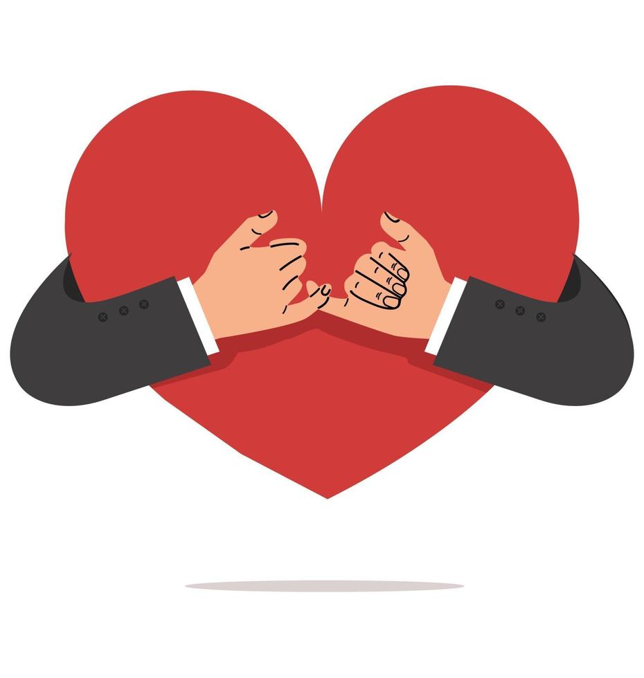 business man with arms around heart vector