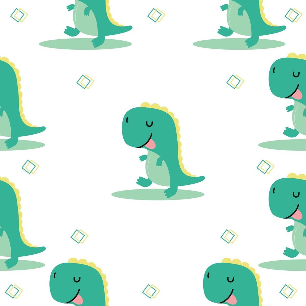 Cute dinosaur tyrannosaurus cartoon sameless pattern vector