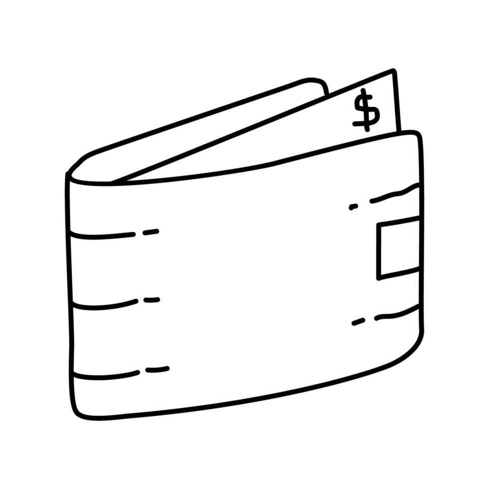 Wallet Icon. Doodle Hand Drawn or Outline Icon Style vector