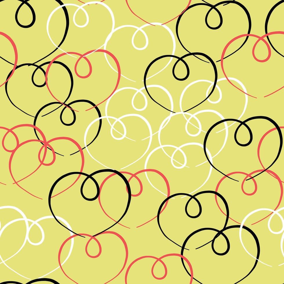 Vector seamless texture background pattern. Hand drawn, yellow, red, black, white colors.