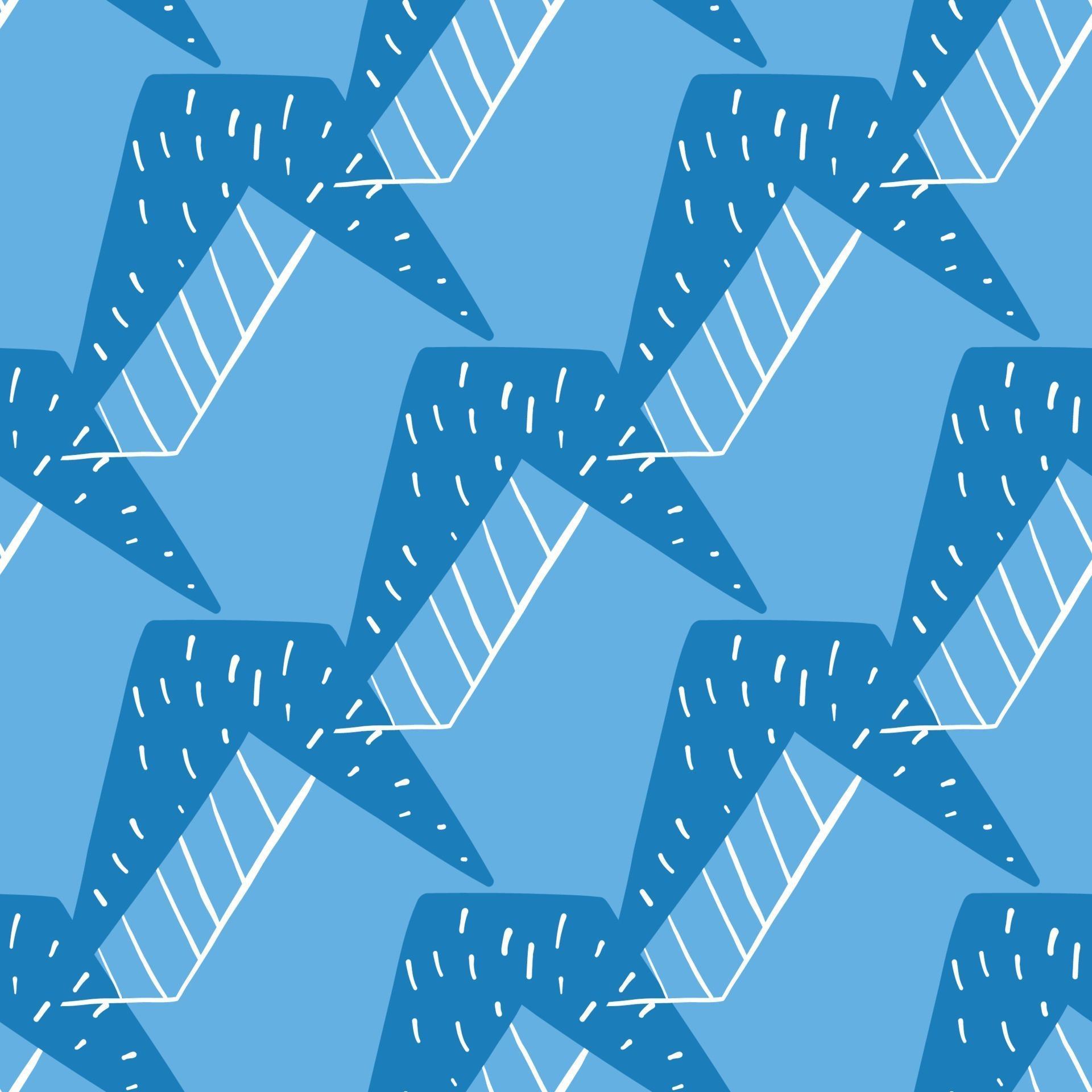 Vector seamless texture background pattern. Hand drawn, blue, white