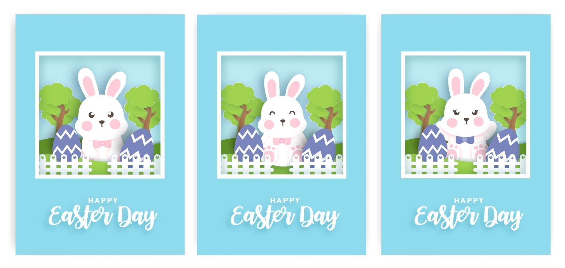 Set of Easter day card . vector