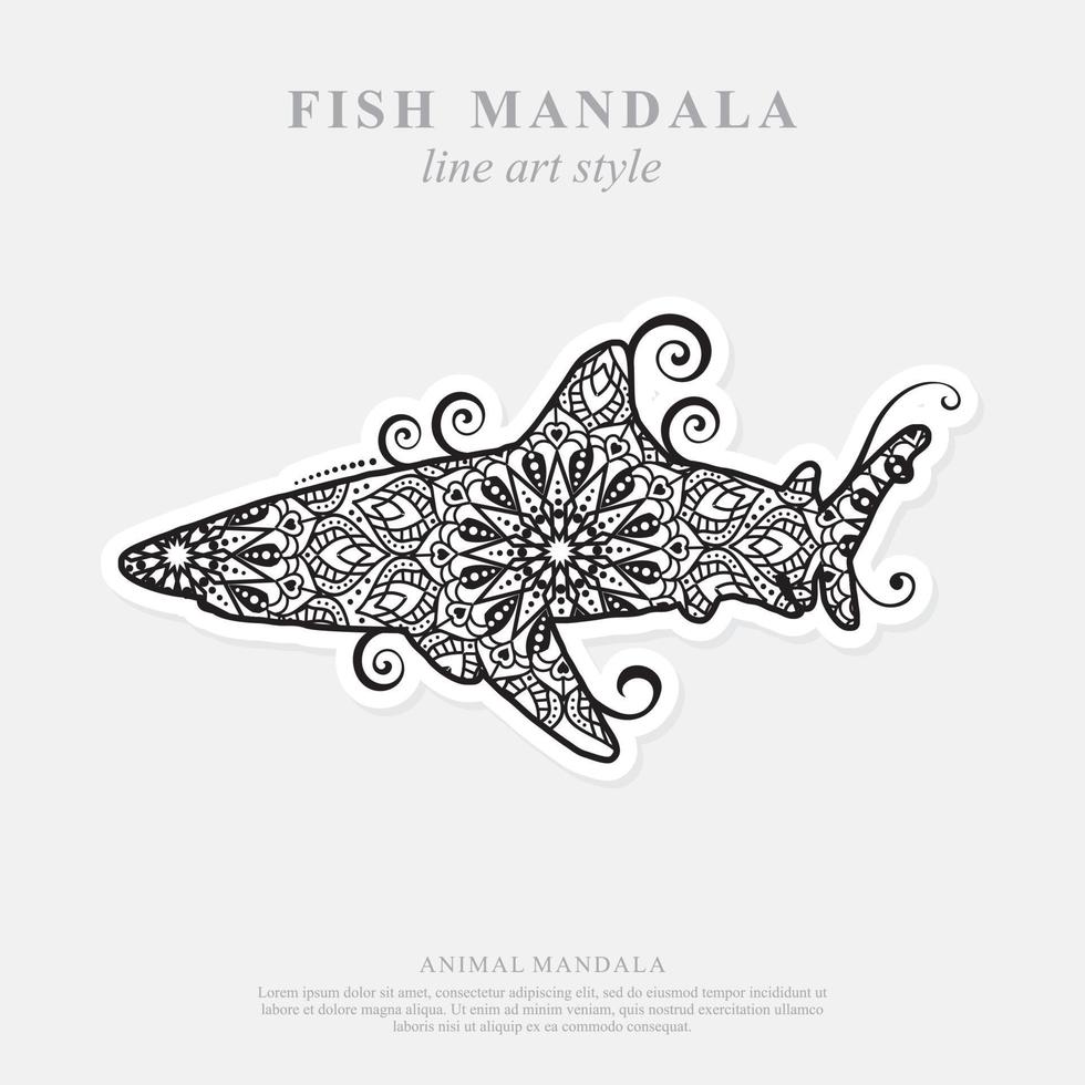 mandala de pescado. elementos decorativos vintage. patrón oriental, ilustración vectorial. vector