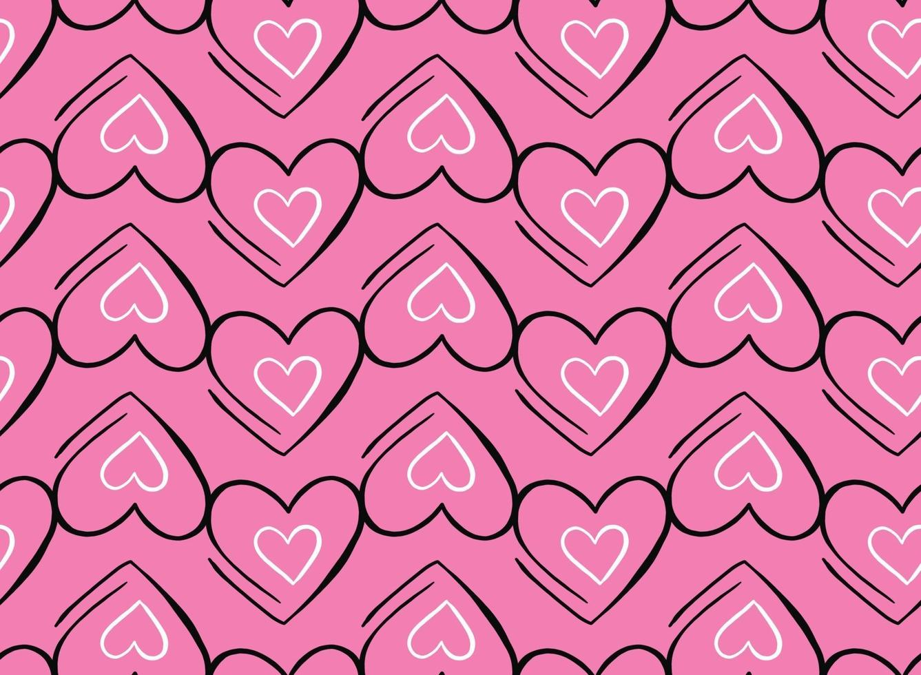 Vector texture background, seamless pattern. Hand drawn, pink, black, white colors.