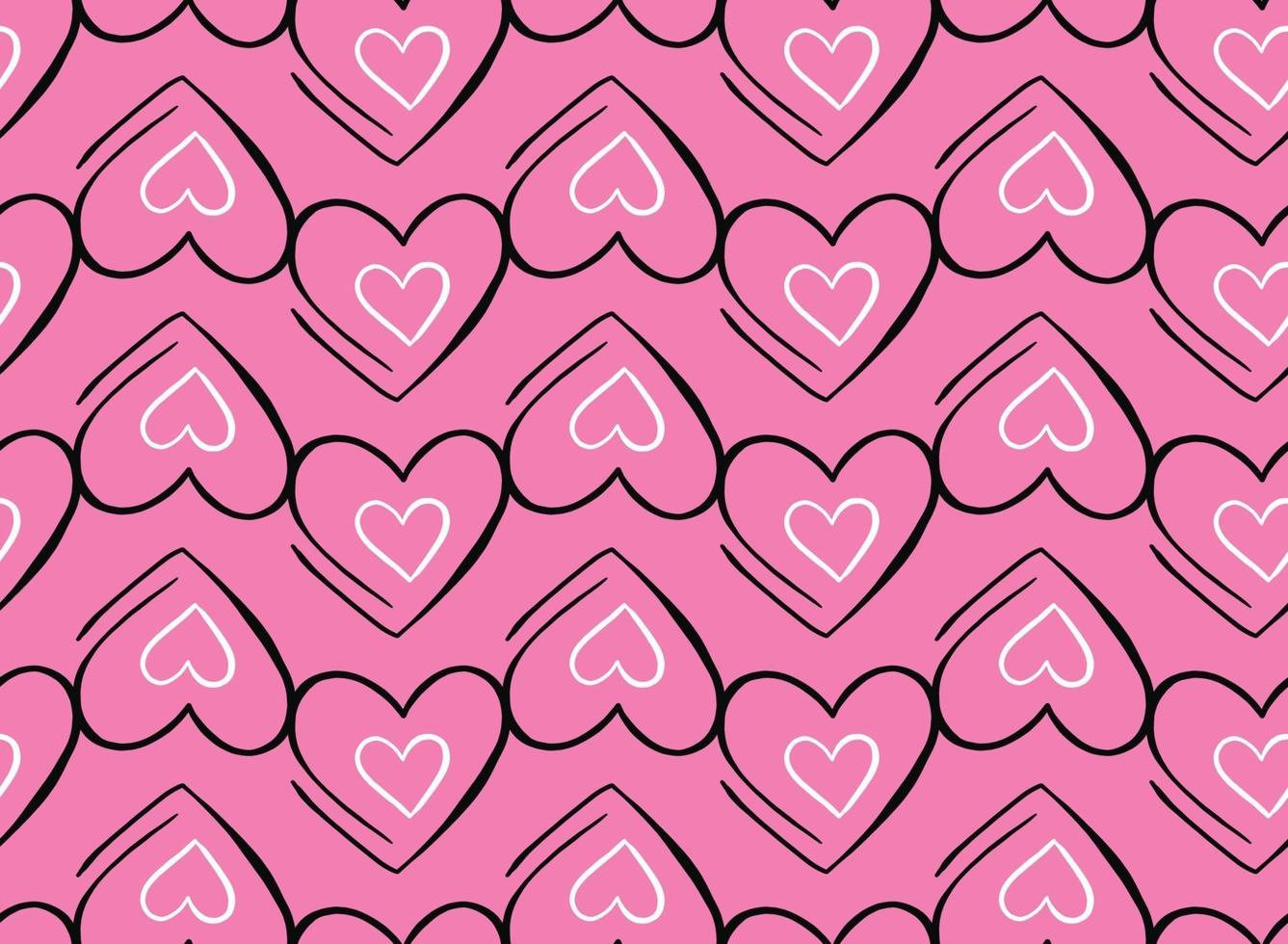 Vector texture background, seamless pattern. Hand drawn, pink, black, white colors.