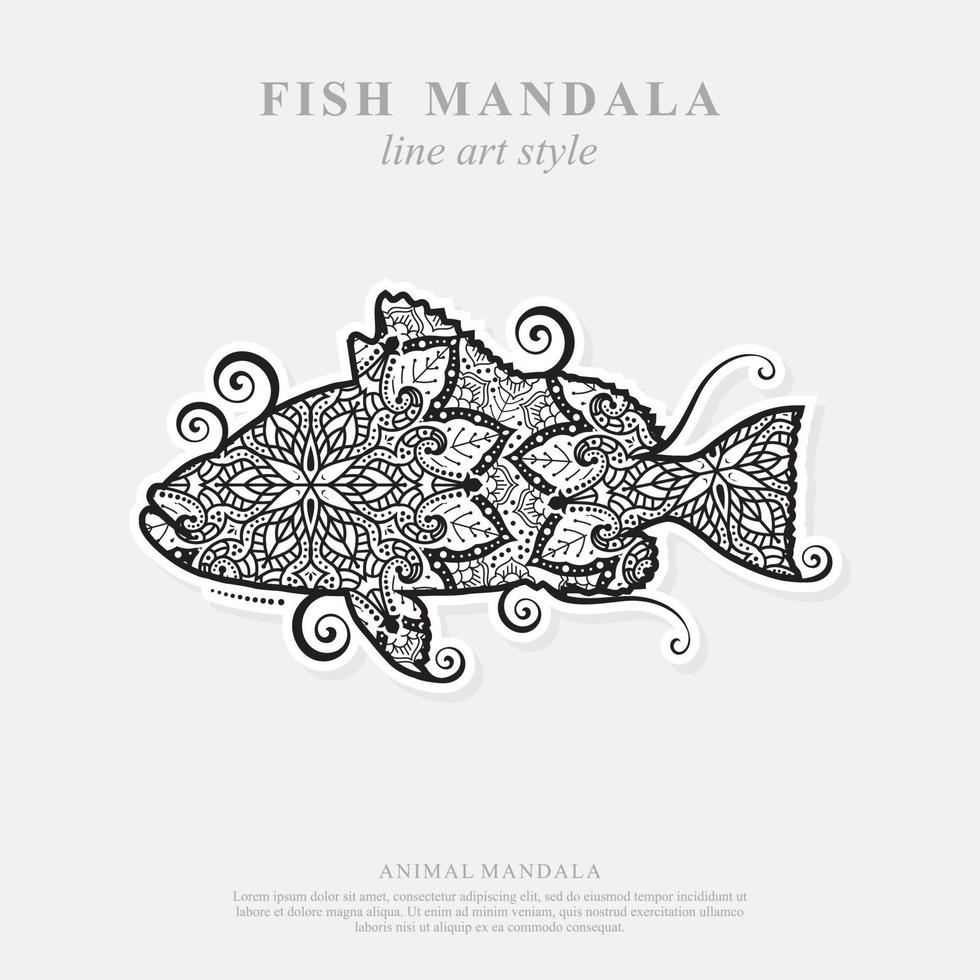 Fish Mandala. Vintage decorative elements. Oriental pattern, vector illustration.