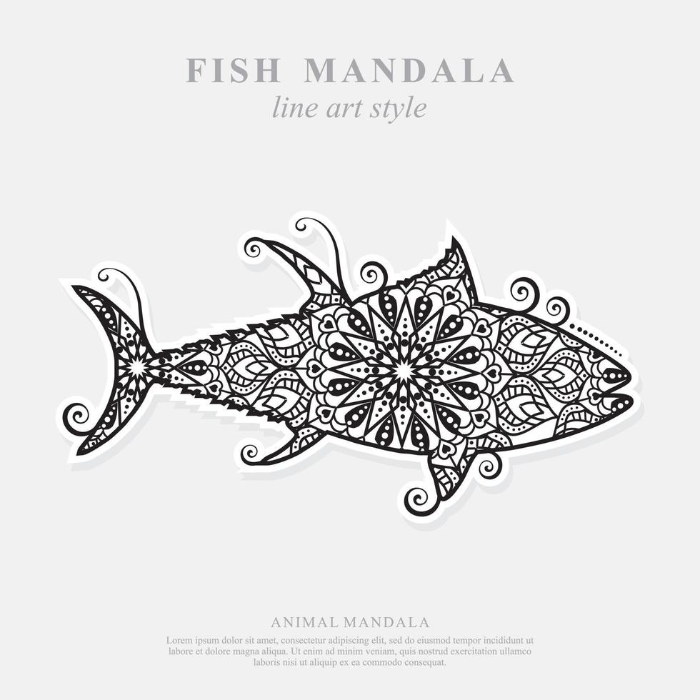 mandala de pescado. elementos decorativos vintage. patrón oriental, ilustración vectorial. vector