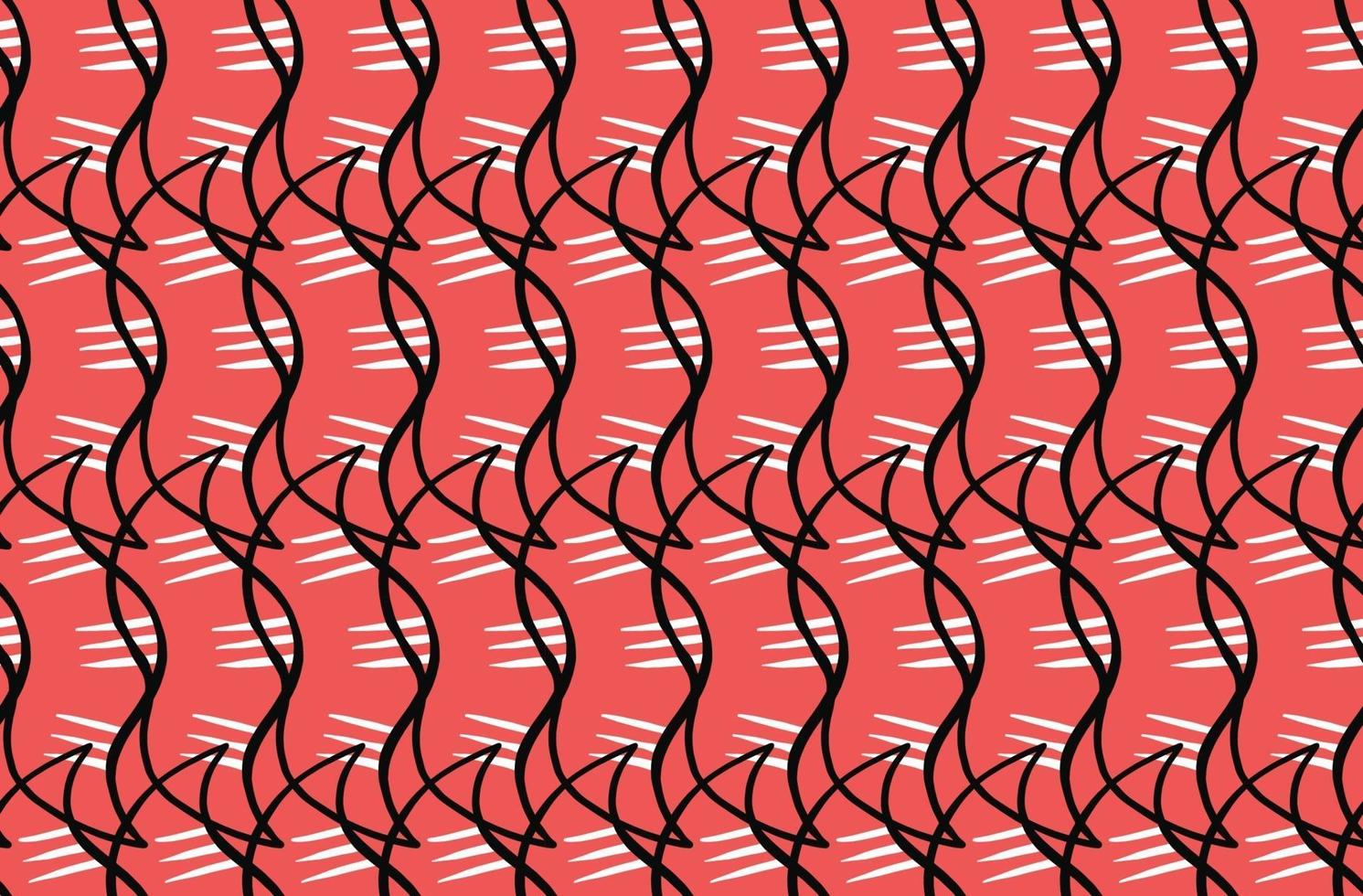 Vector texture background, seamless pattern. Hand drawn, red, white, black colors.