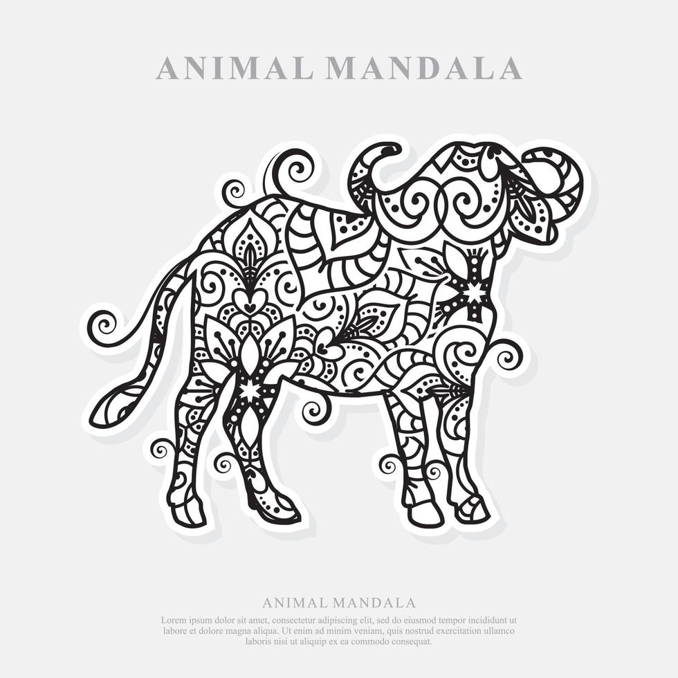 buffalo Mandala. Vintage decorative elements. Oriental pattern, vector illustration.