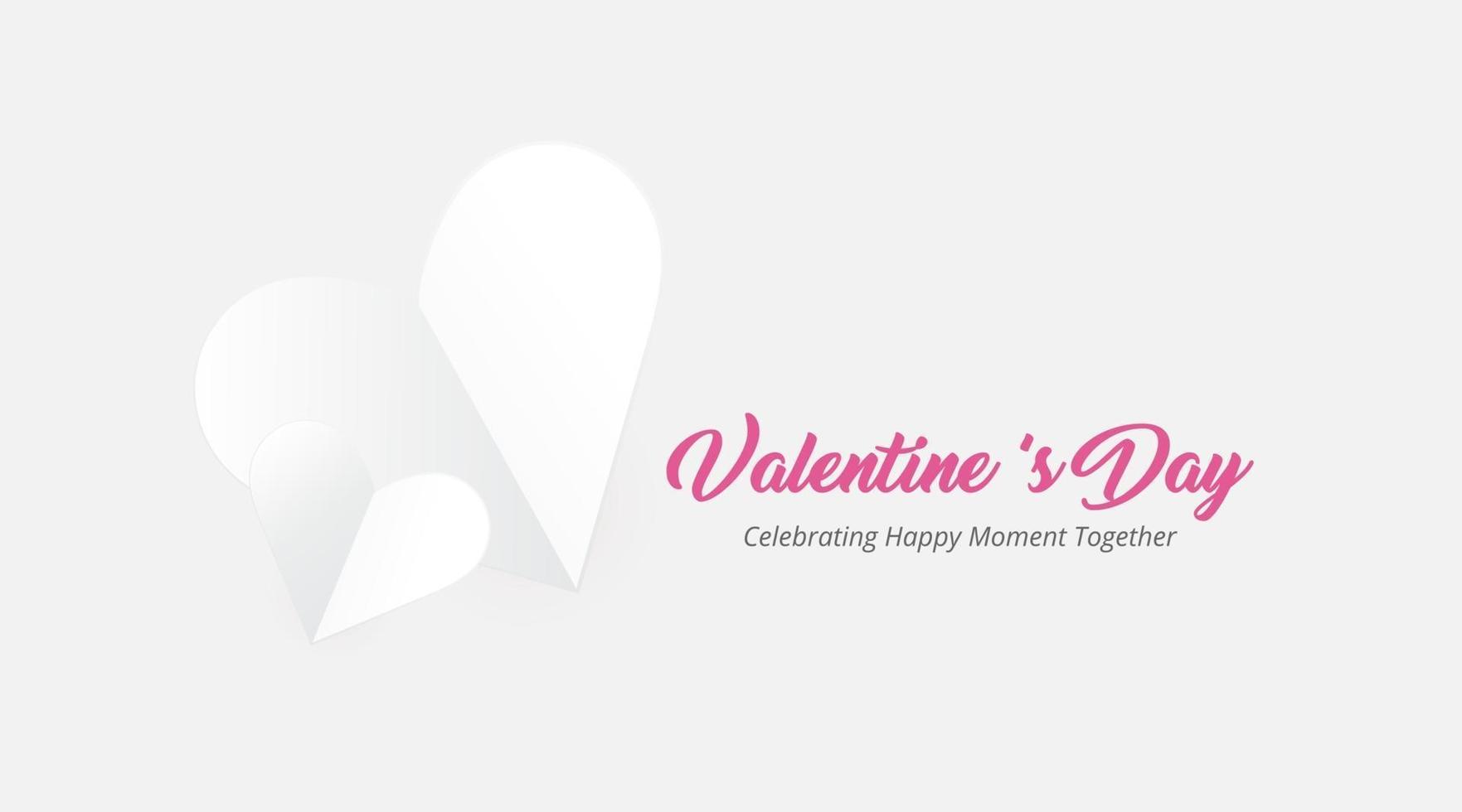 tarjeta de felicitación del día de san valentín con papel de corazón blanco vector