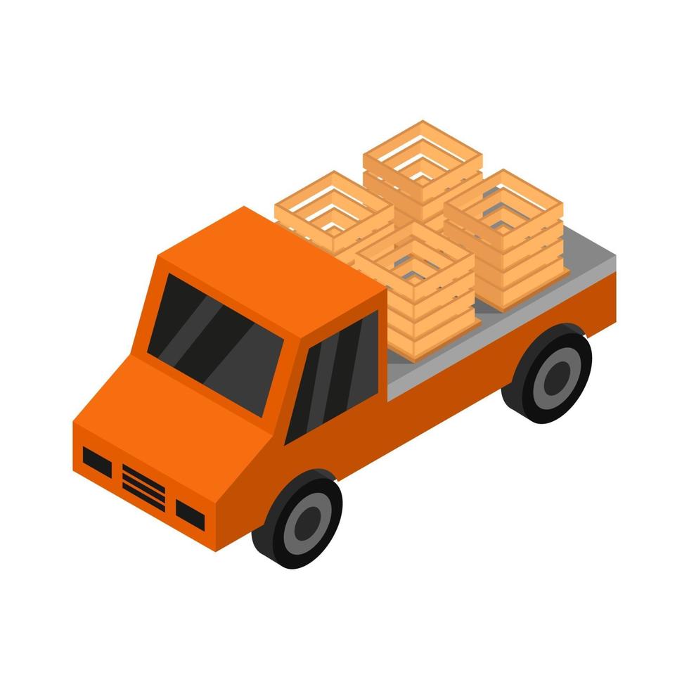 Isometric Truck On White Background vector