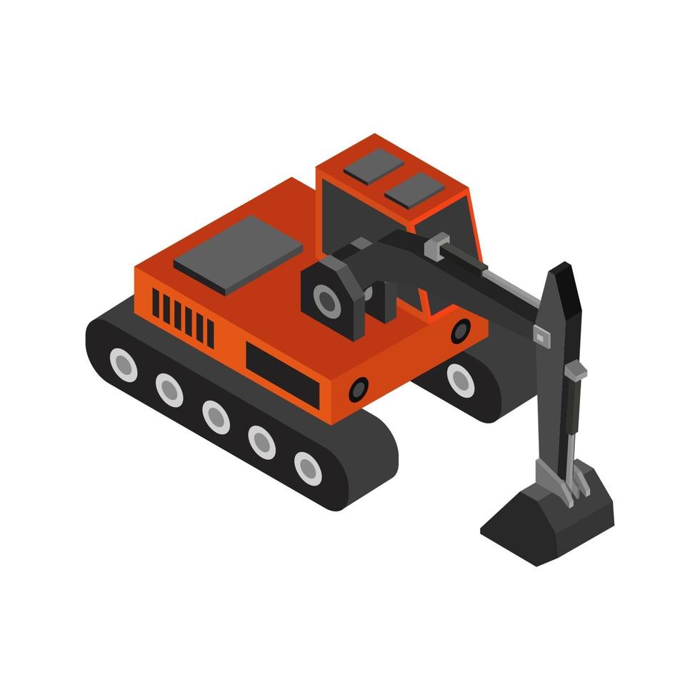 Isometric Excavator On White Background vector