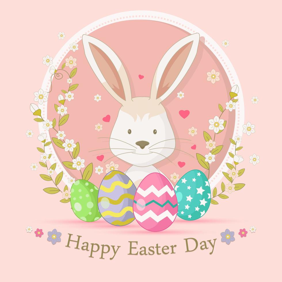 Happy Easter with A Cute Rabbit vector